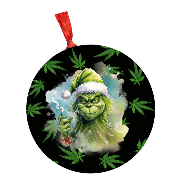 Unique Grinch Christmas Ornament - 420 Grinch Smoking Pot - Gift Ideas for Unconventional Celebrations - Loved by Lori Maye #