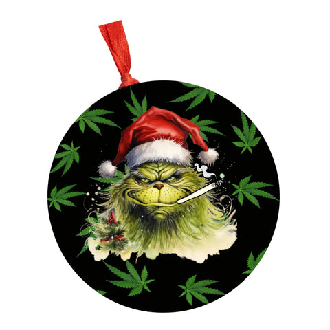 Unique Grinch Christmas Ornament - 420 Grinch Smoking Pot - Gift Ideas for Unconventional Celebrations - Loved by Lori Maye #