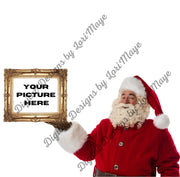 Digital Background Template - Virtual Santa Claus - Santa Holding Classic Christmas Gold Picture Frame - Add Your Own Backdrop and Picture - Loved by Lori Maye #
