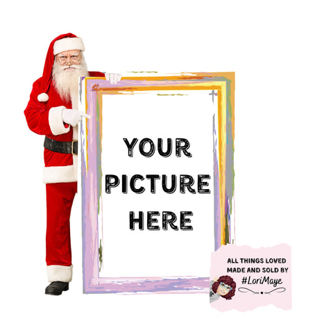 Digital Santa Background Template - Virtual Santa Claus - Santa Peeking Classic Christmas Picture Frames - Add Your Own Backdrop and Picture - Loved by Lori Maye #