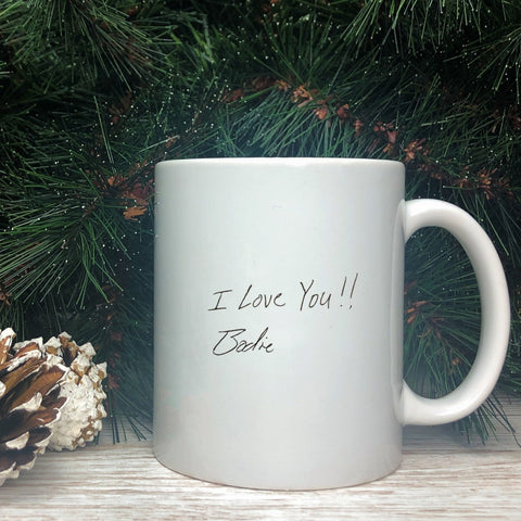 Handwritten Family Note Coffee Cup Handwritten Love Letter Keepsake Coffee Mug Tribute to Past Unique Personalized Gifts Hot Chocolate Tea - Loved by Lori Maye #
