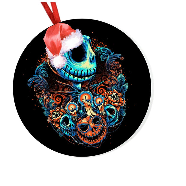 Ornament Horror Movie Christmas, Round Ornament - Scream – Horror Christmas Ornaments - Friday the 13th Chucky Scary Santa Hat SSkellington - Loved by Lori Maye #