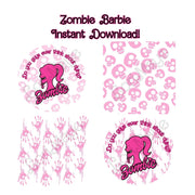 Whimsical Barbie Zombie Instant Download PNG/ JPG - Unique & funny take on Barbie with a touch of horror - Barbie Halloween, Christmas Gift - Loved by Lori Maye #