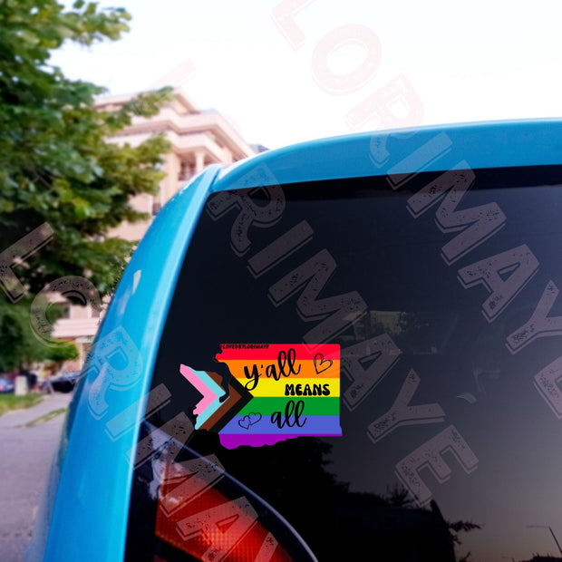 Y'all Means All Washington State digital download - LGBTQ+ / WA LGBTQ+ / Wa Pride / Gay Sticker / Lgbtq Inclusive Sticker / Equality / Pride - Loved by Lori Maye #